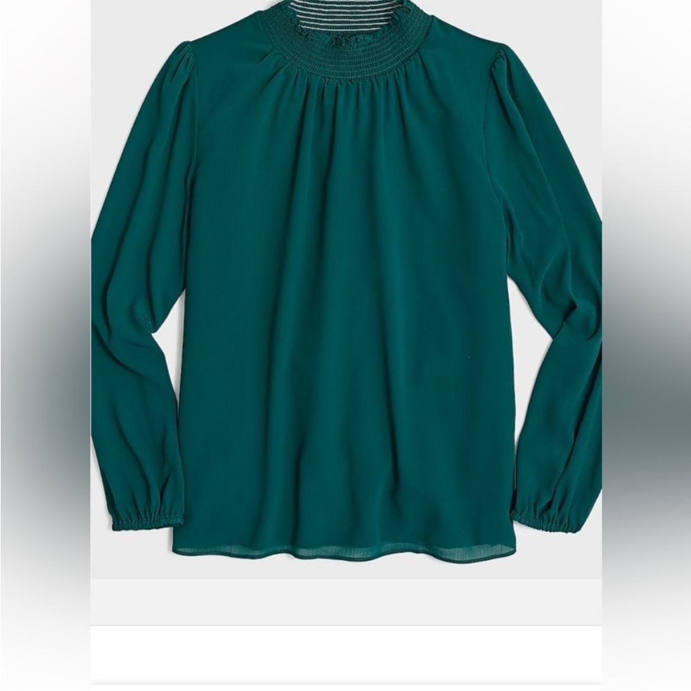 J Crew Top Womens XL Large Forest green Long Sleeve Mock Neck